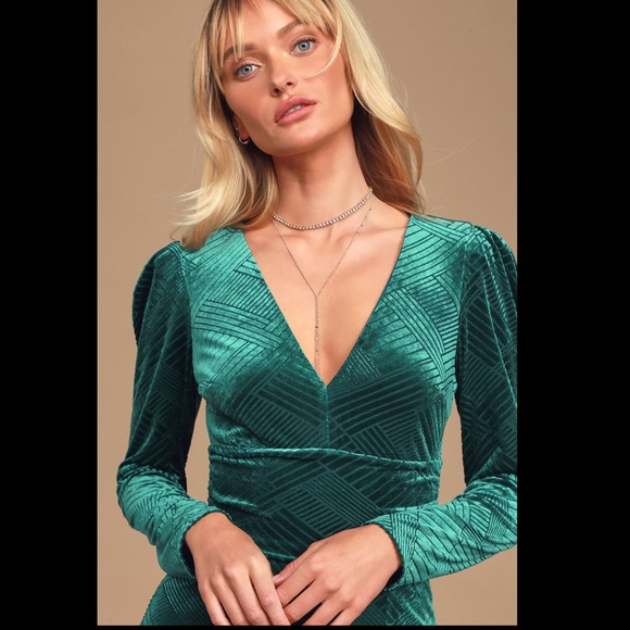 Ali & Jay I'm Nominated Teal Velvet  Midi Dress M - Picture 2 of 13